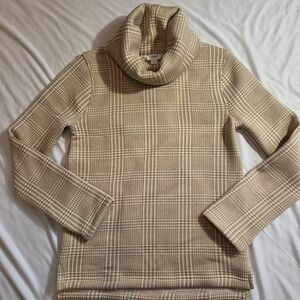J. Crew Beige Plaid Cowl Neck Sweater